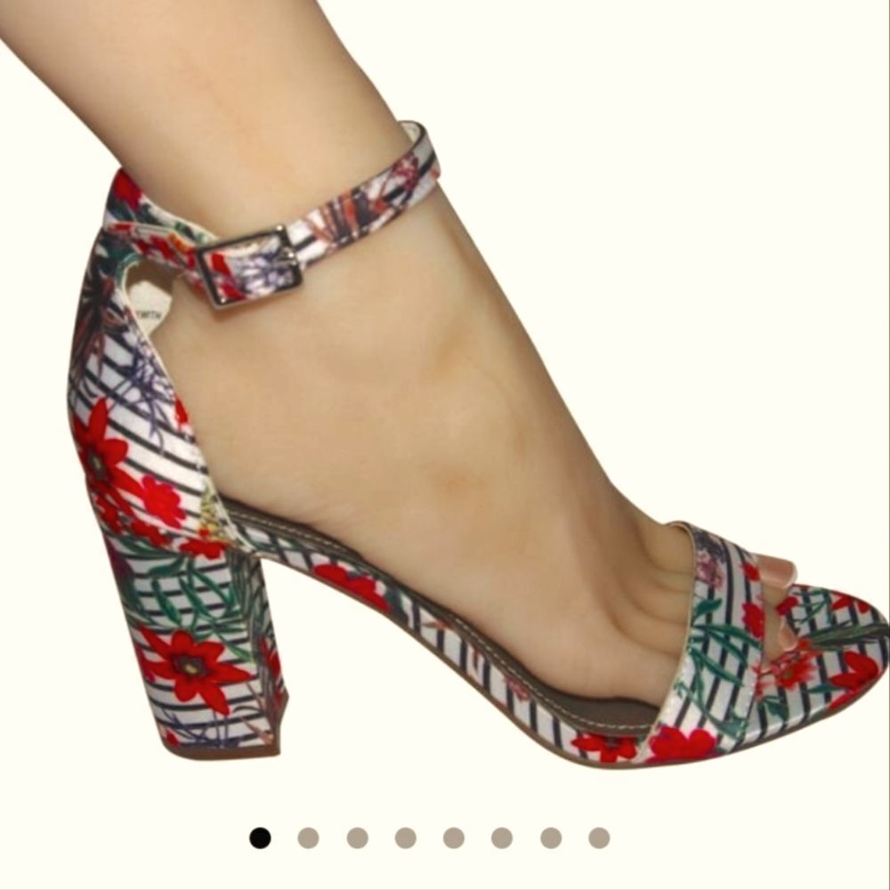 WORTHINGTON MULTI-COLOR BECKWITH FLORAL ADJUSTABLE BUCKLE ANKLE STRAP SANDAL